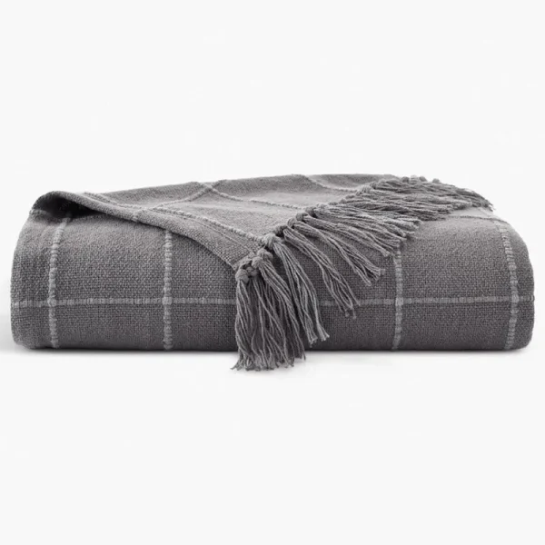 Truly Soft Windowpane Organic Throw Blanket - Grey