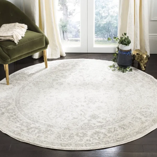 3' Spacedye Design Round Accent Rug Ivory/Silver - Safavieh