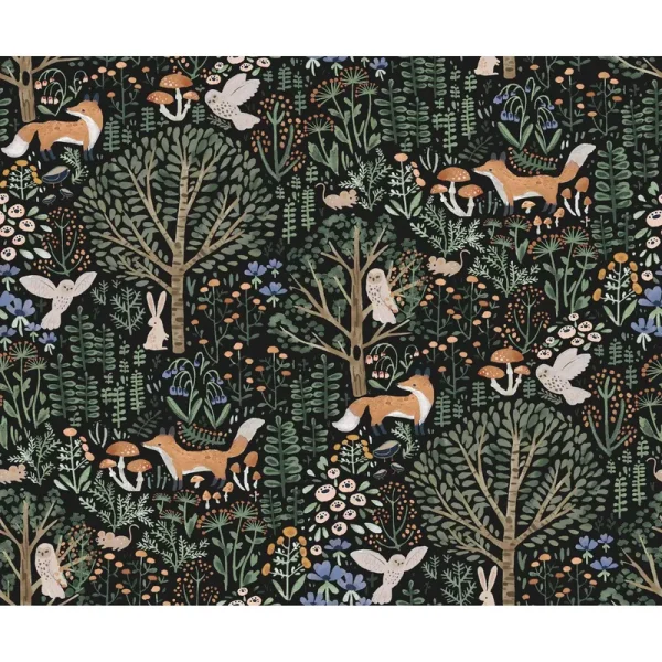RoomMates RMK12558PLW Clara Jean Folklore Forest Peel and Stick Wallpaper, Black, Multi