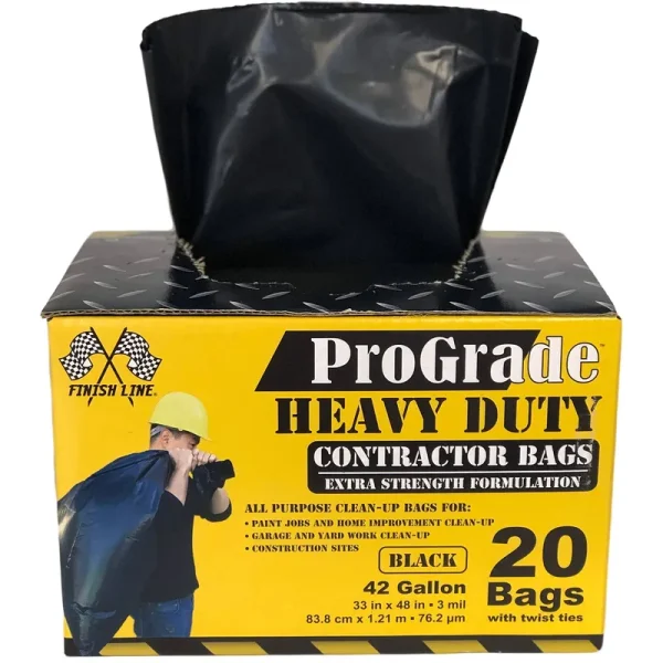 Reli. Prograde 42 Gallon Contractor Bags Heavy Duty (20 Bags w/Ties) Black 40 Gallon - 45 Gallon Trash Bags Heavy Duty (3 mil) - Garbage Bags 39 Gal