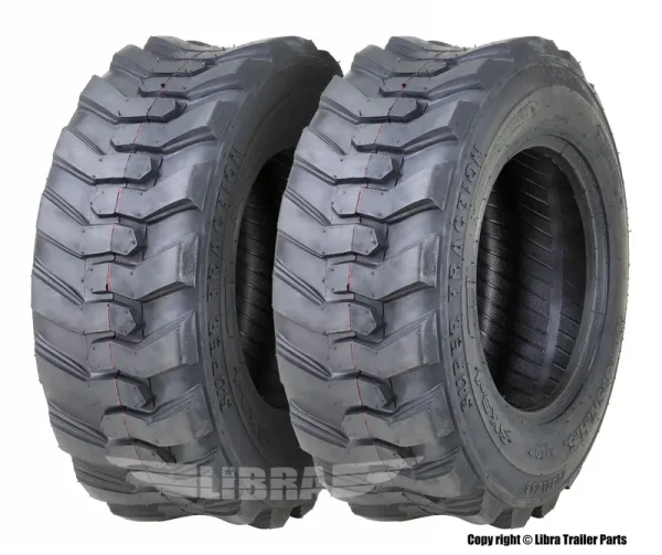 Set 2 New Super Guider Heavy Duty 10 - 16.5/12PR SKS1 Skid Steer Tire for Bobcat W/Rim Guard