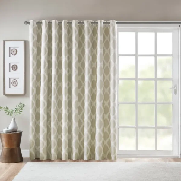 SunSmart Taupe Blakesly Printed Ikat Blackout Patio Curtain