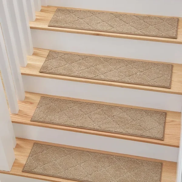 MBIGM 8" x 30" Carpet Stair Treads for Wooden Steps (4 in Pack) - Non-Slip Safety Rug with Soft Plush Comfort - Skid Resistant Indoor Runner for