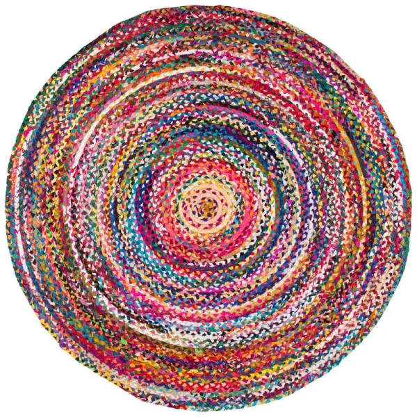 Kistler Striped Handmade Braided Cotton Multicolor Area Rug Zipcode Design Rug Size Round 6'