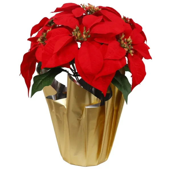 15.5" Red Poinsettia in Gold Container by Ashland | Michaels