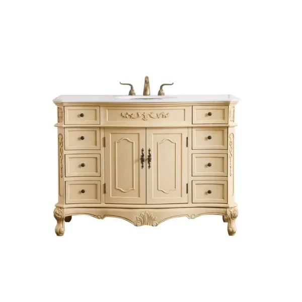 Elegant Decor Danville 48" Single Marble Top Bathroom Vanity in Light Beige