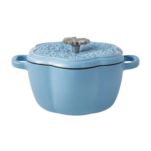 The Pioneer Woman Floral Enamel on Cast Iron 2-Quart Dutch Oven with Lid, Periwinkle, Size: 1 Piece