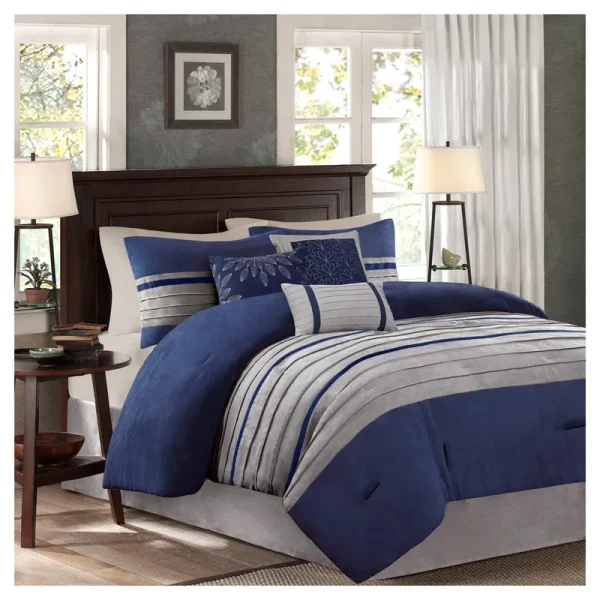 Madison Park - Palmer 7 Piece Comforter Set - Blue - King