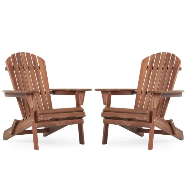 AECOJOY Wooden Outdoor Folding Adirondack Chair Set of 2 Wood Lounge Patio Chair for Garden, Lawn, Backyard, Deck, Pool Side, Fire Pit