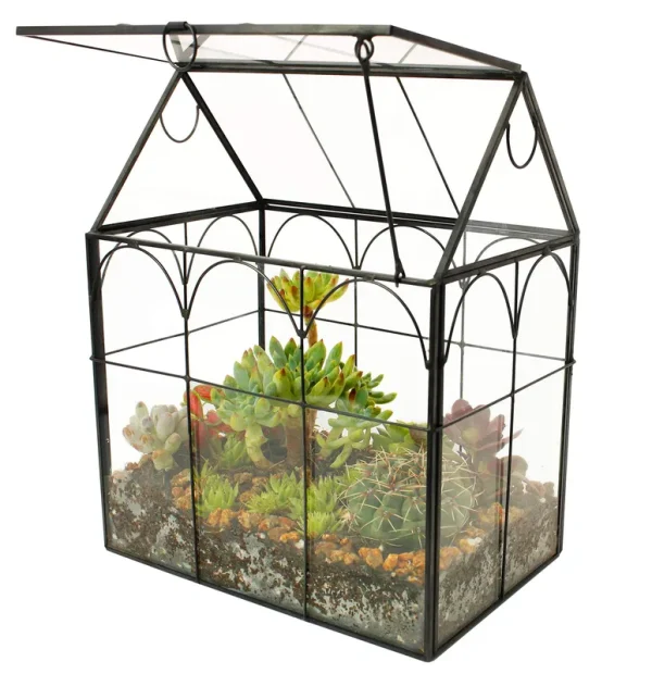 ELEGANTLIFE Succulent Terrarium,House Shape Handmade Succulent Pot with Top