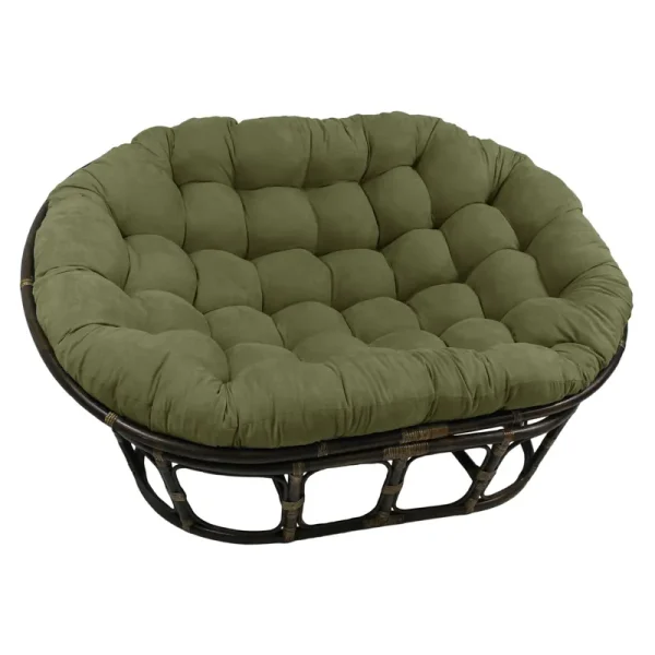 Blazing Needles 65 x 48 in. Solid MicroSuede Double Papasan Cushion, Sage Green