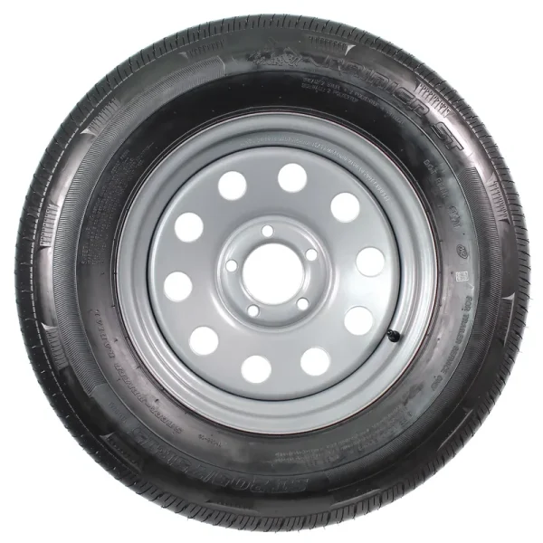 Ecustomrim Radial Trailer Tire Rim ST205/75R15 205/75 - 15 Load C 5 Lug Wheel Silver Modular