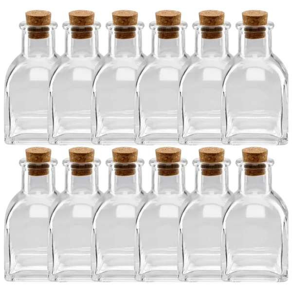 Ashland Mini Square Glass Bottle with Cork - Each