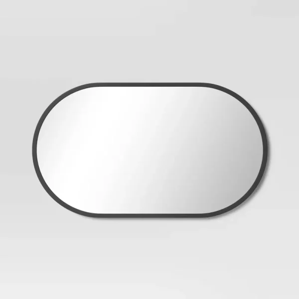 16" x 28" Metal Oval Pill Mirror Black - Project 62