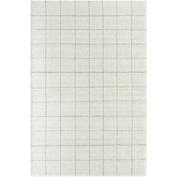 Birch Lane Lavande Geometric Wool Area Rug in Ivory/Gray Rug Size: Rectangle 6' x 9'