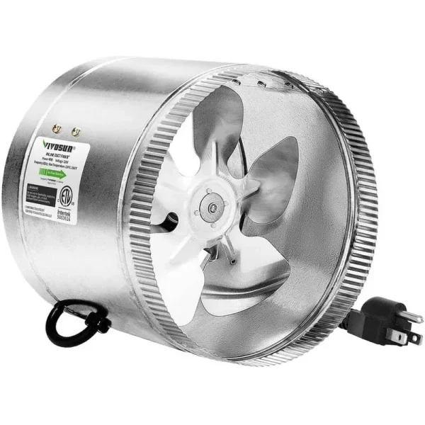 8 in. 420 CFM Inline Duct Fan with 5.5 ft. Grounded Power Cord