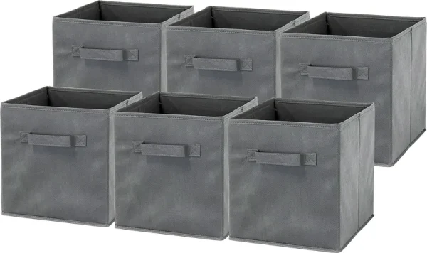 6 Pack - SimpleHouseware Foldable Cube Storage Bin Dark Grey