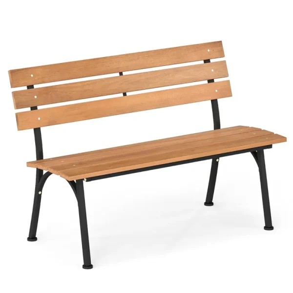 Tangkula Acacia Wood Outdoor Bench with Backrest for Outside Front Porch