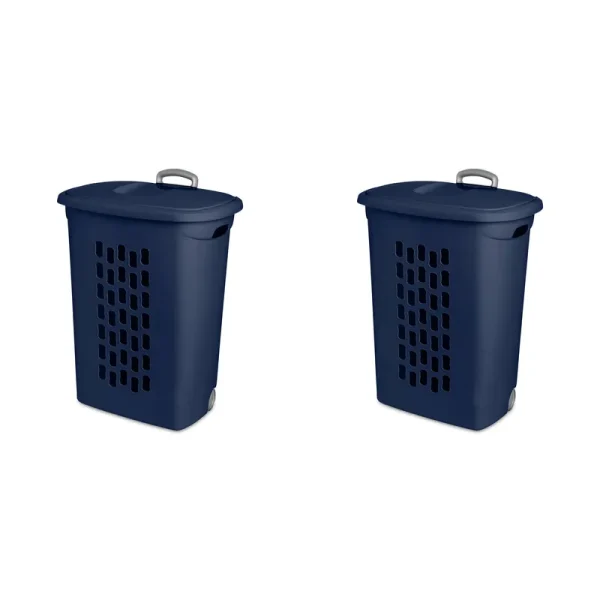 Sterilite Ultra Wheeled Hamper Plastic, Blue Cove, Set of 2, Size: 21 Large x 13 3/4 W x 28 3/8 H