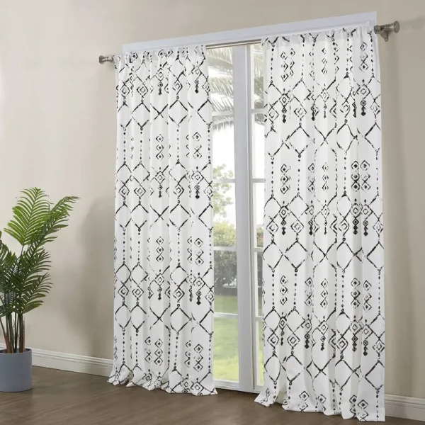 Hagley Geometric Room Darkening Rod Pocket Curtain Panel Dakota Fields Size per Panel: 52" W x 96" L, Curtain Color: Black