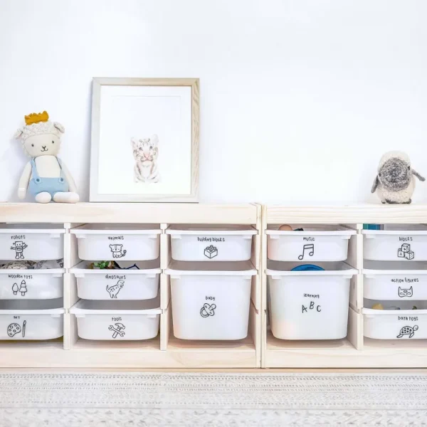 The Boho Design Black Toy Storage Labels 40 Unique Designs of Vynil TROFAST Tags Playroom,Bedroom Decals Original Adhesive Creative Kids Toy Room