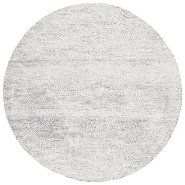 Abstract Handmade Tufted Wool Dark Gray/Ivory Area Rug Latitude Run Rug Size: Round 8'