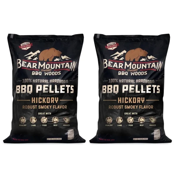 Bear Mountain BBQ All-Natural Hardwood Hickory Smoker Pellets, 40 lb (2 Pack)