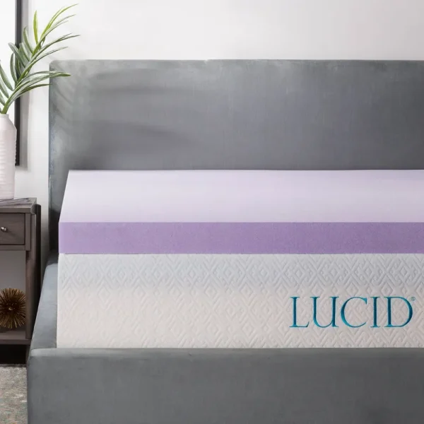 Lucid 3 inch Ventilated Lavender Infused Memory Foam Mattress Topper, Twin XL