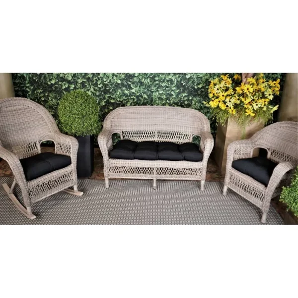 Outdoor 3 Piece Cushion Set Bay Isle Home Fabric: Black
