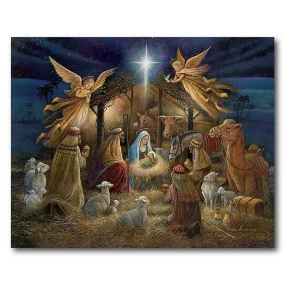 Courtside Market Nativity Scene Christmas Canvas Wall Art, 16x20