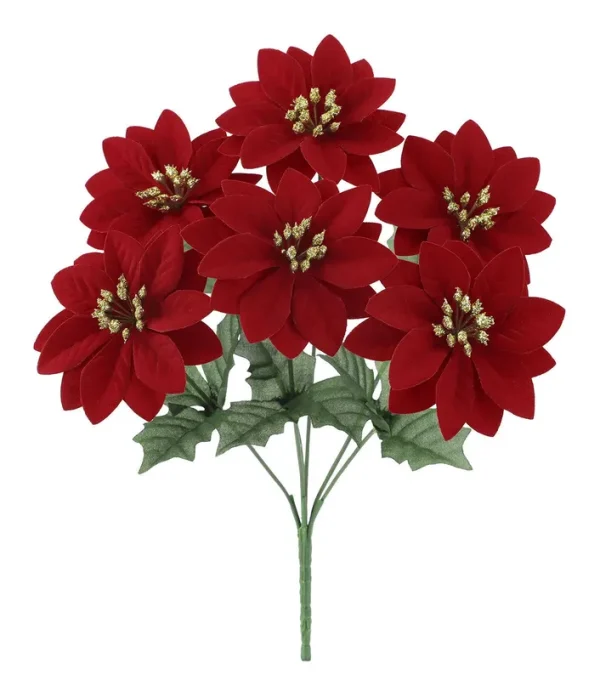 Bloom Room 13" Christmas Red Poinsettia Bush - Christmas Floral Bushes - Seasons & Occasions