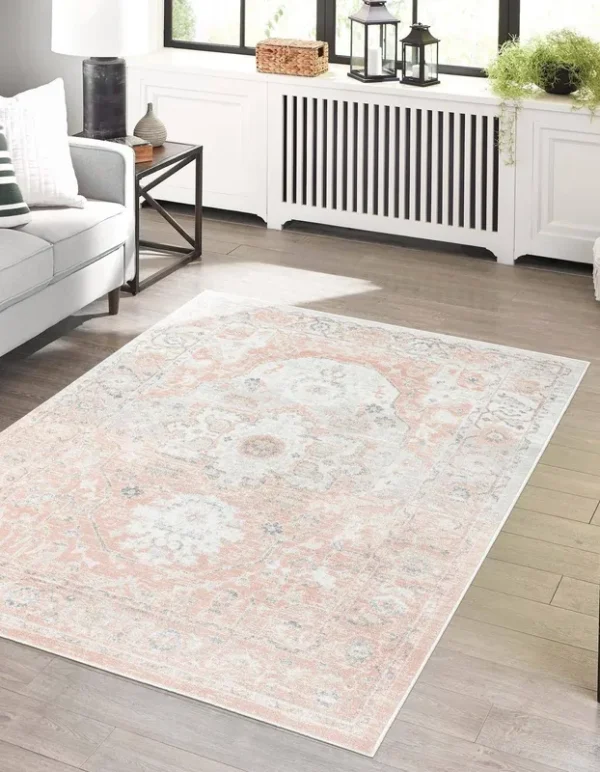 Unique Loom Madeline Vintage 5x8 Rose Pink Red Floral Area Rug