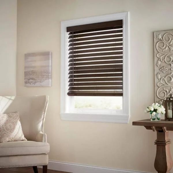 Home Decorators Collection Espresso Cordless Room Darkening 2.5 in. Premium Faux Wood Blind for Window - 29 in. W x 48 in. L, BR