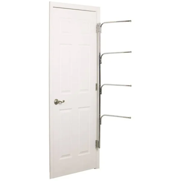 Household Essentials H12003 Hinge It Clutterbuster Four Bar Hanging Valet | Behind The Door Clothing and Towel Rack | Chrome