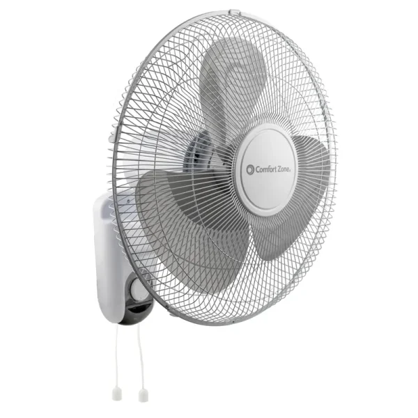 Comfort Zone 16" Wall Mount Oscillating Fan | White