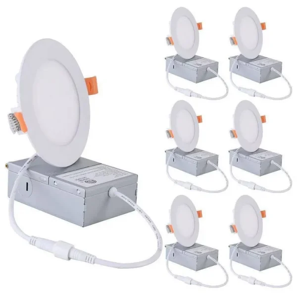 Maxax 4 in. Canless Ultra-Thin 9-Watt CCT 5000K Remodel Integrated LED Recessed Light Kit (6-pack)