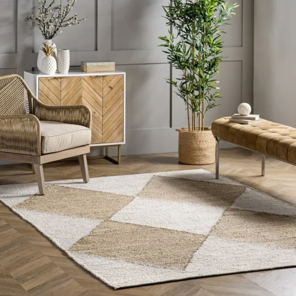 nuLOOM Pandora Diamond Jute Ivory 6 ft. x 6 ft. Square Rug