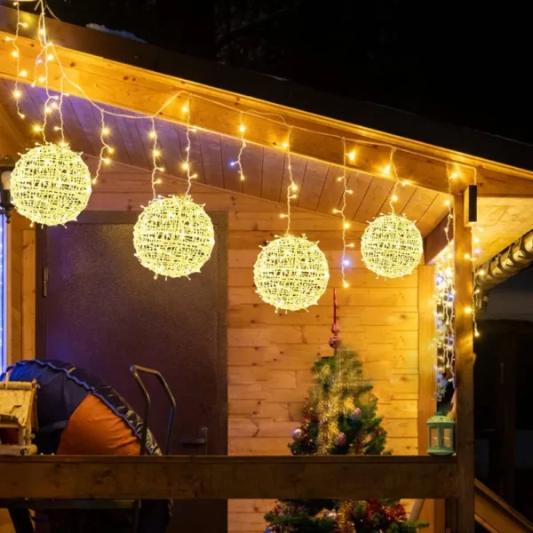 jnoec Outdoor Balls Lights Hanging Tree Garden Lights - 4 Pack 7.87" Sphere Lights with Plug in Globe Lights Trees Christmas Lights