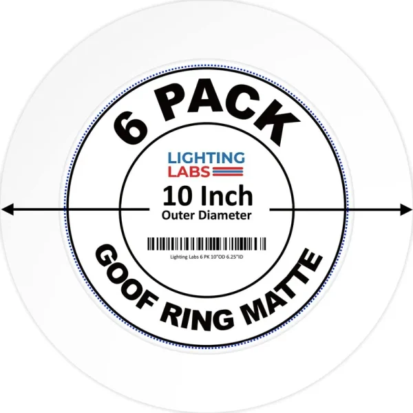 Lighting Labs 6 Pack Matte White Goof Trim Ring for 10" inch Recessed Can Lighting Down Light, Outer Diameter 10 Inches, Inner Diameter 6.2 Inches