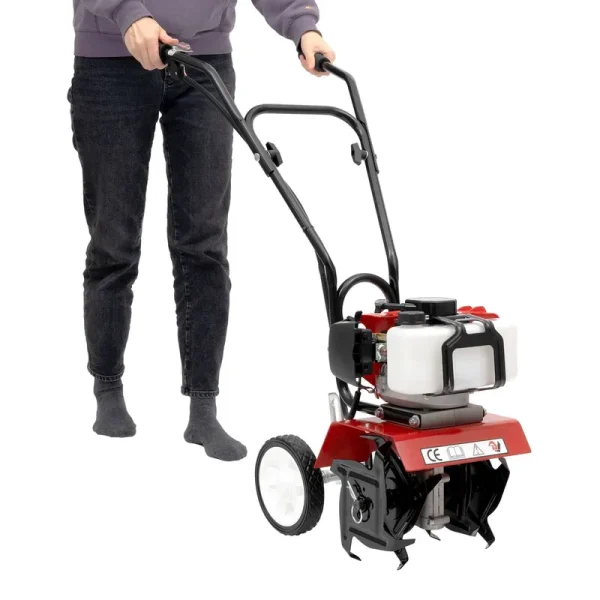Miumaeov Garden Cultivator 52cc 2-Stroke Single-Cylinder Gasoline Engine Rototiller 1.9kW Mini Tiller Cultivator Farm Plant Tilling for Garden Lawn