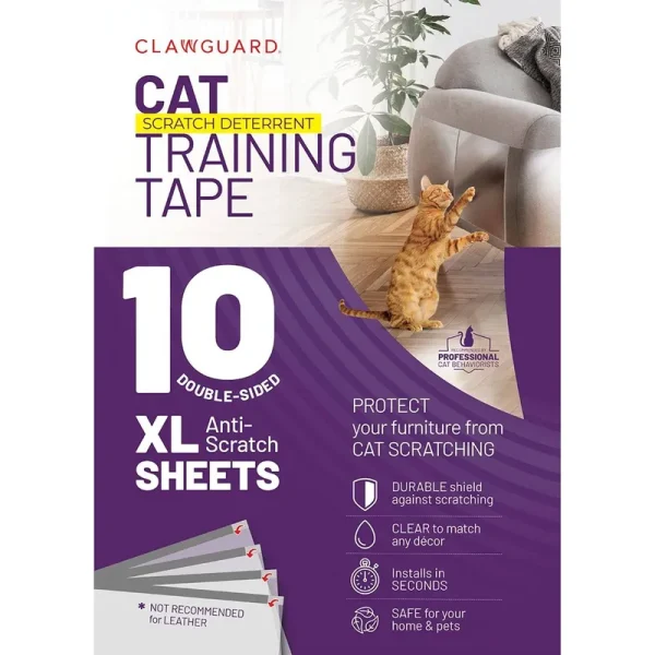CLAWGUARD Anti-Scratch Training Cat deter Tape Sheets, 10 Count, 17 x 12-in