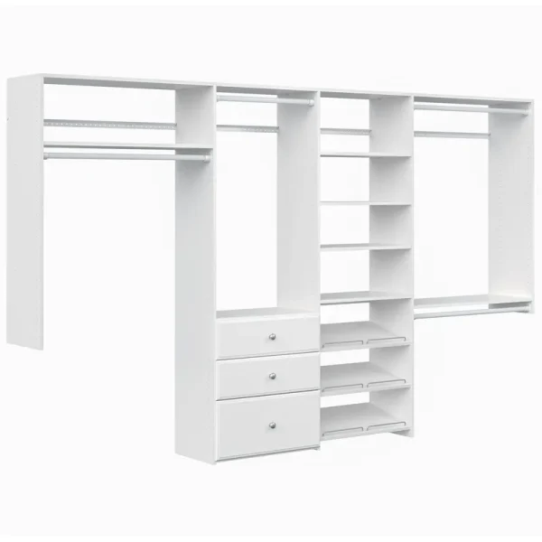 Easy Track - Dual Tower Closet Storage Organizer with Shelves and Drawers - White