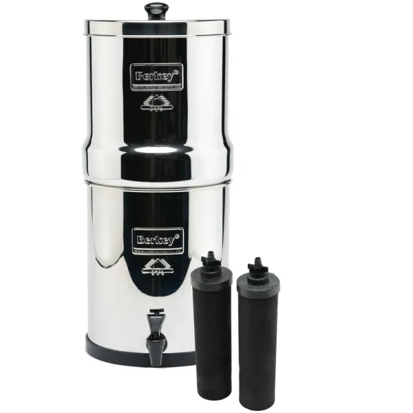 Berkey Royal Water Filter with 2 Black Water Filter Cartridge. 3.25 Gallon Capacity, Silver