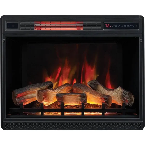3D Infrared Quartz Electric Fireplace Insert with Safer Plug, 29.13" x 9.5, amethyst/fire/metal
