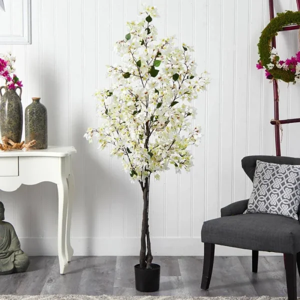 6 ft. White Bougainvillea Artificial Tree