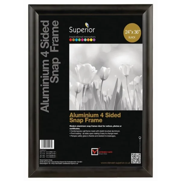 Seco SN2436Black Black Aluminum Front-Load Easy-Open Snap 24-Inch x 36-Inch Poster/Picture Frame