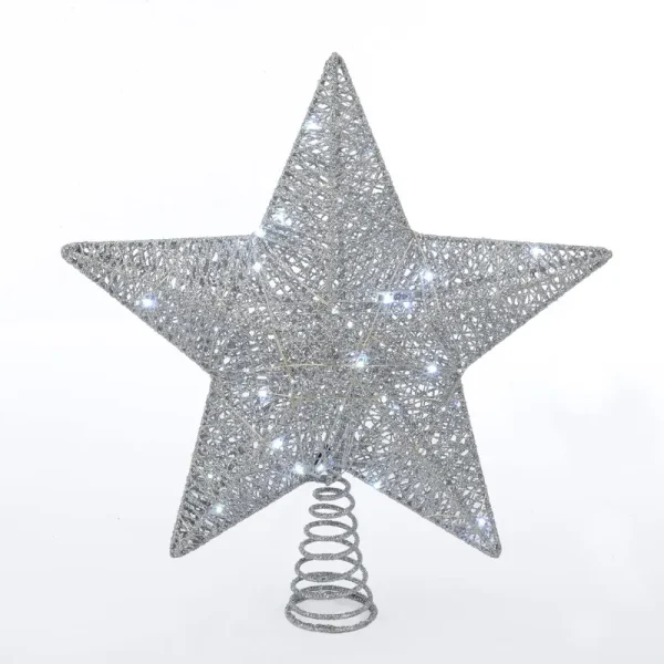 Holiday Time LED Christmas Tree Topper, Silver Star, 15 inch