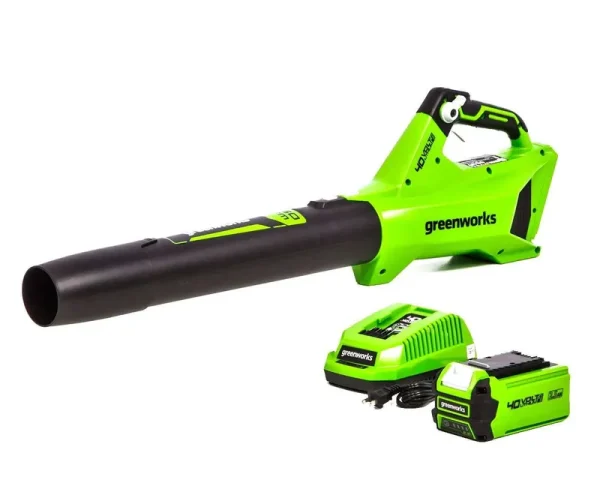 Greenworks 40V 450 CFM Leaf Blower 2.5Ah Battery and Quick Charger Included 2411902