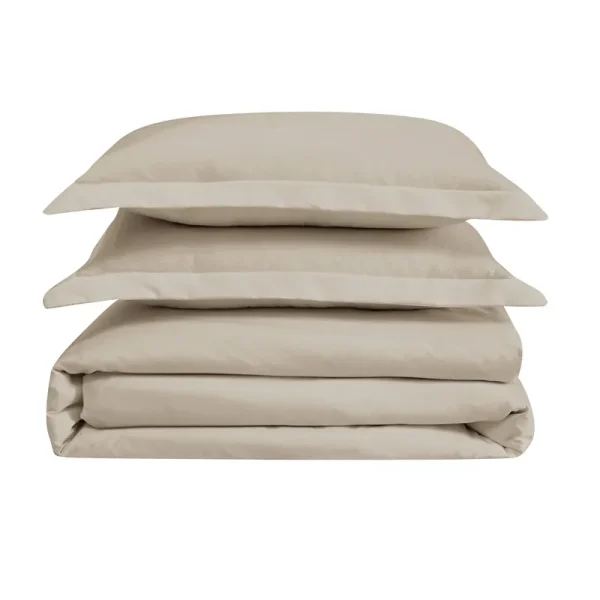 Cannon Solid Duvet Cover Set - Khaki - Full/Queen