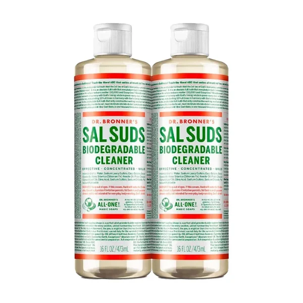Dr. Bronner's - Sal Suds Biodegradable Cleaner (16 Ounce, 2-Pack) - All-Purpose Cleaner, Pine Cleaner for Floors, Laundry & Dishes, Concentrated, Cuts